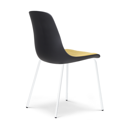 Nolon Nora-Liv Eetkamerstoel Zwart - Okergeel Kussen - Witte Poten - vtwonen shop