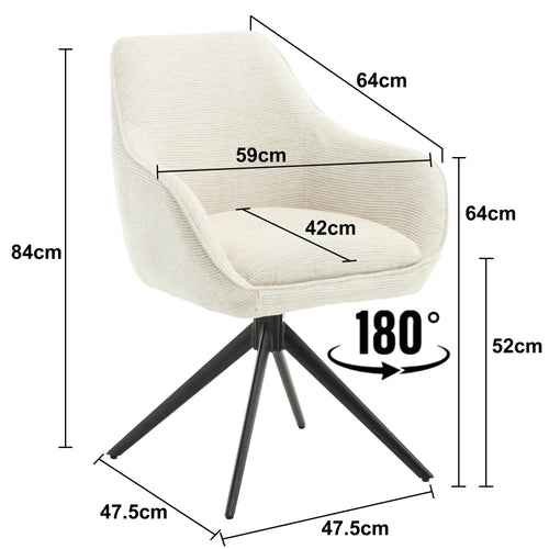 Livingfurn eetkamerstoel Thomas Sand - wit - stof - set van 2 - vtwonen shop