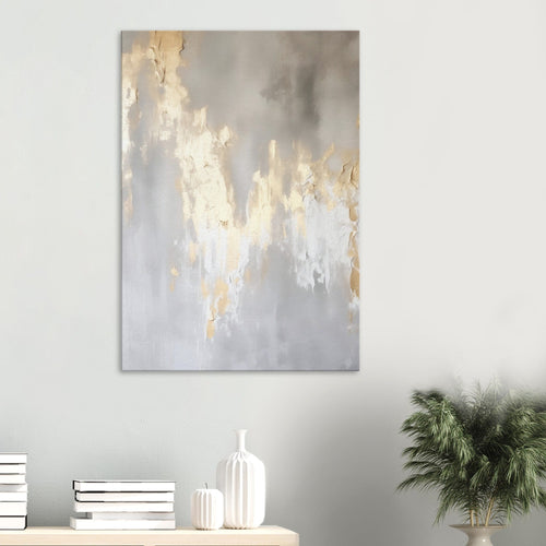 Artfulprints Canvas Abstract – Golden touch canvas - 75x100 cm - Grijs