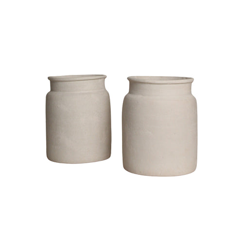 Raw materials vaas Chalk Mandore L - créme - 27,5x27,5x35 cm - vtwonen shop