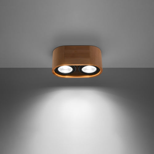 Sollux Lighting Plafondlamp BASIC 2 naturel hout - 27x14x10cm