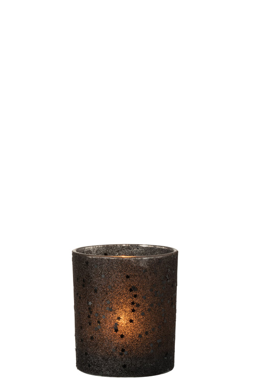 J-Line windlicht Sterretjes - glas - zwart - 2 stuks - vtwonen shop