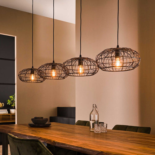 Giga Meubel Hanglamp Connect XL - Zwart/Bruin - 4-Lichts - 150x170x34cm