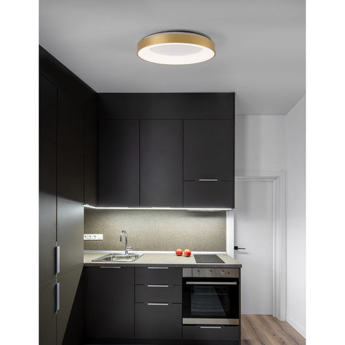 Merano Bancroft 60cm Geïntegreerde LED Semi Flush Light Geborsteld Goud Aluminium LED 50W 3250Lm 3000K