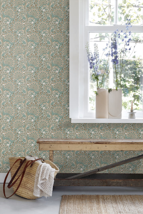 ESTAhome behang vintage bloemen vergrijsd groen - 50 x 900 cm - 131088 - vtwonen shop