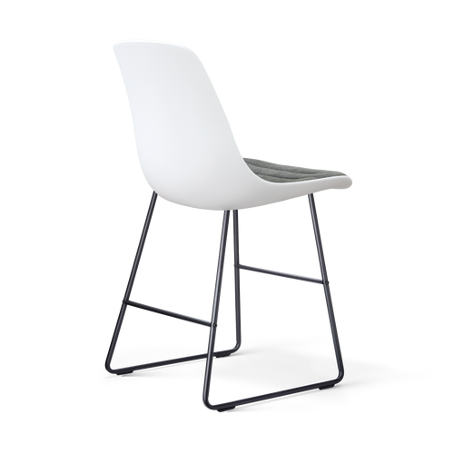 Nolon Nino-Liv barkruk wit met zeegrijs zitkussen - zwart onderstel - 65 cm