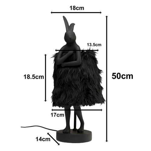 Kare Design tafellamp Animal Fluff - konijn - 50cm - zwart
