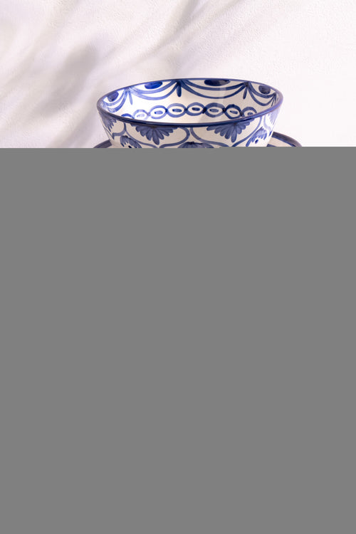 J-Line kom Lebrillo Granada - keramiek - wit/blauw - vtwonen shop