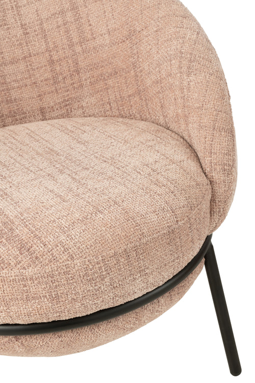 J-Line loungestoel + poef - ijzer - roze/zwart