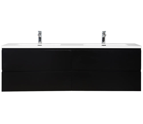 Badplaats Badkamermeubel Set Angela 160 cm – Mat Zwart – Badmeubel met Wastafel