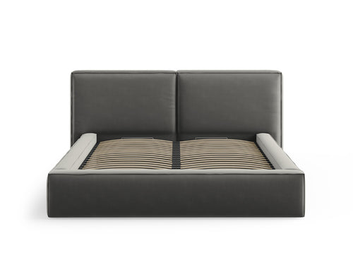 Micadoni Opbergbed met hoofdeinde Jodie 160x200cm, flueel, lichtgrijs - 228x214x108cm
