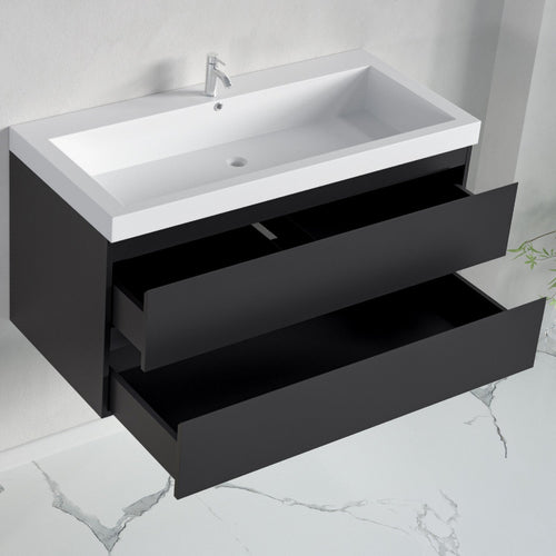 LOMAZOO badkamermeubel Monaco - zwevend - wit - mat zwart - 100 cm