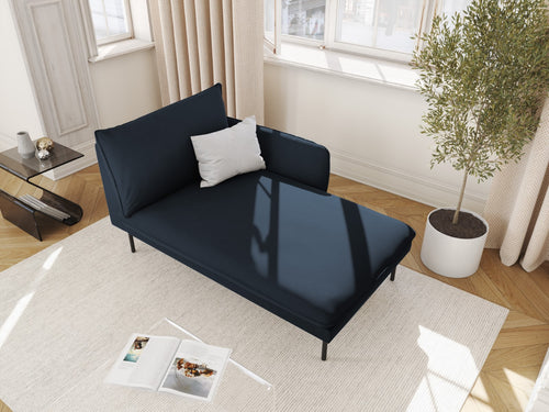 Cosmopolitan Design rechter chaise longue Vienna flueel, donkerblauw - 170x110x95cm