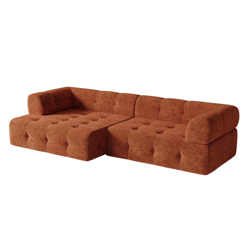 Sia Home - Hoekbanken links CHARLIE - Chenille fluweel - Terracotta - 238cm - vtwonen shop