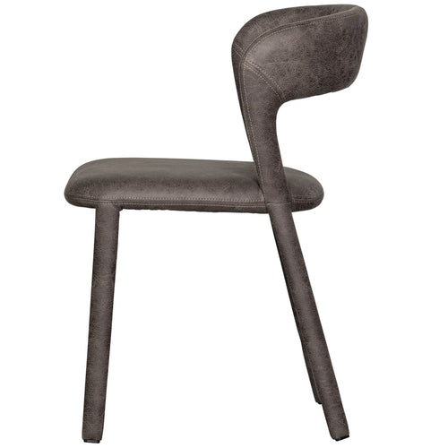 WOOOD eetkamerstoelen Noble - Leerlook - Zwart/Grijs - Set van 6