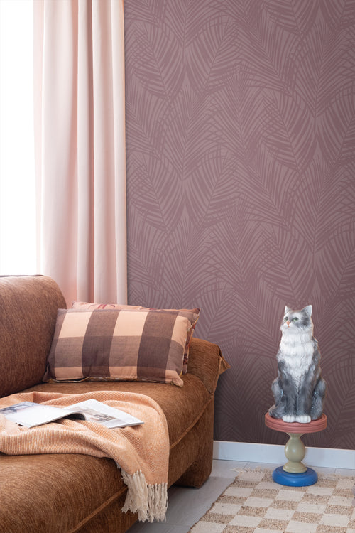 ESTAhome behang palmbladeren mauve paars - 50 x 900 cm - 131221 - vtwonen shop