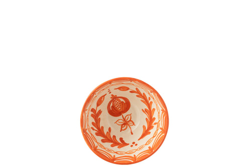 J-Line kom Granada High - keramiek - wit/oranje - medium - Ø 22 cm