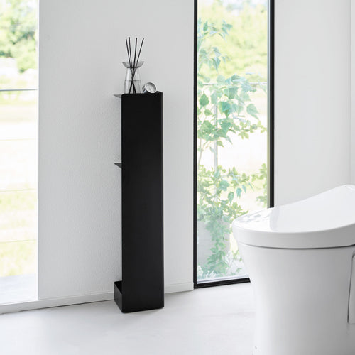Yamazaki WC rolhouder Tower Stand And Tray Black toi Yamazaki WC rolhouder Tower Stand And Tray Black toi