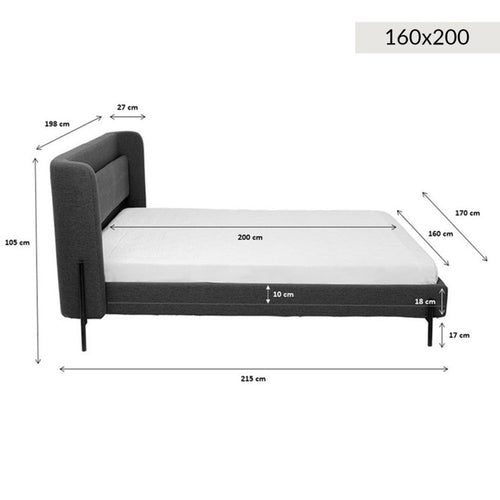 Kare Design Bed Tivoli - grijs - 160x200cm