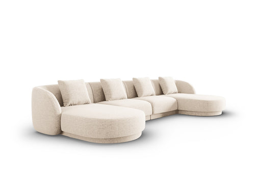 Cosmopolitan Design Panoramische bank Tulum 5-zits, chenille, lichtbeige - 156x330x70cm