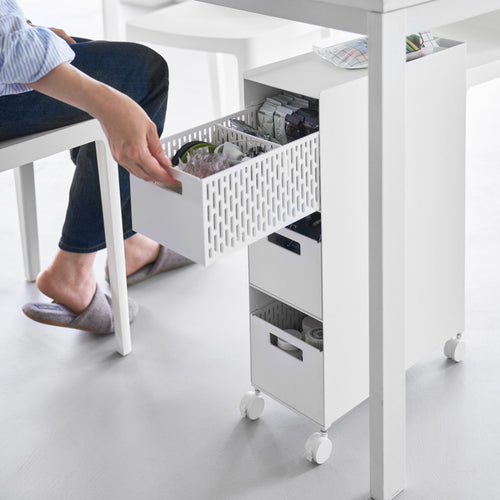 Yamazaki Tower Opbergmanden op wielen 3-laags - Wit - vtwonen shop