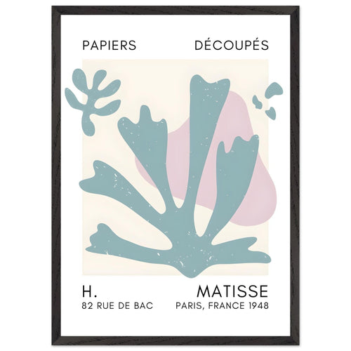 Artfulprints Poster met Lijst Matisse – Abstract bloom turquoise   - 50x70 cm - Turquoise