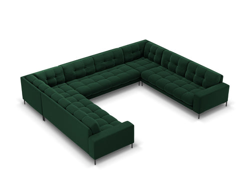 Cosmopolitan Design Panoramische bank Bali 9-zits, flueel, flessengroen - 256x327x75cm