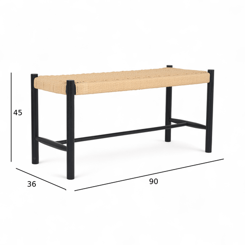 Furnhouse bankje Shine - Zwart - Papiergaren - 36x90x45