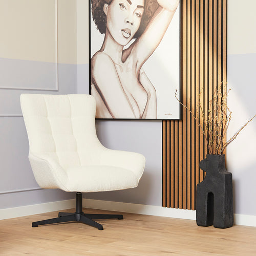 StarFurn Fauteuil Nora - Off-White Stof - Draaibaar - 81x85x99cm