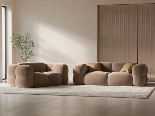 Cosmopolitan Design Bank Loretto 2-zits, flueel donkerbeige - 100x180x68cm