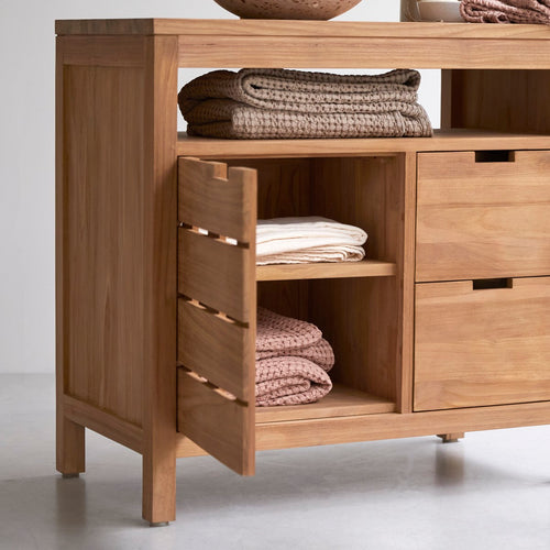 Tikamoon Massief teakhouten badmeubel 80 cm - Naturel - vtwonen shop