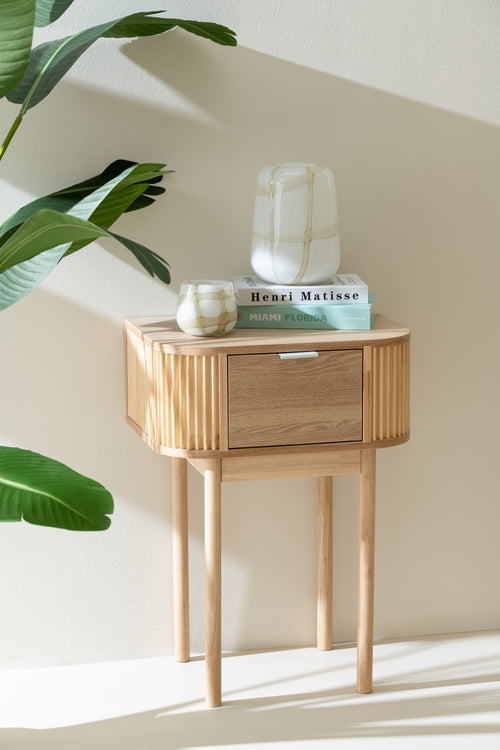 J-Line windlicht Fuzzy - glas - wit/groen