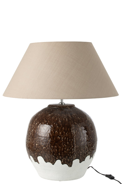 J-Line lamp 2 Rond - keramiek - wit/bruin