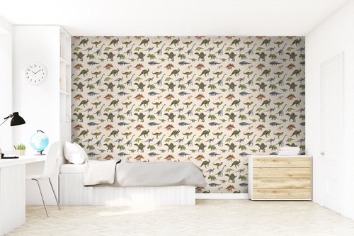 Sanders & Sanders behang dinosaurussen groen en beige - 50 x 900 cm - 935371