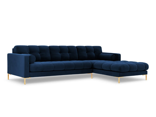 Cosmopolitan Design rechter hoekbank Bali 5-zits, flueel, koningsblauw - 185x293x75cm