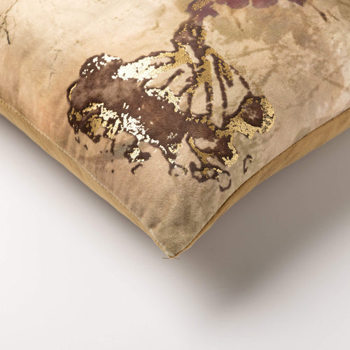 LINDE - sierkussen 45x45 cm - botanisch motief - Fennel Seed - bruin, goud