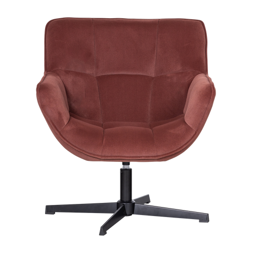 WOOOD draaifauteuil Wibo - Velvet - Mat Bruinrood - 94x71x83