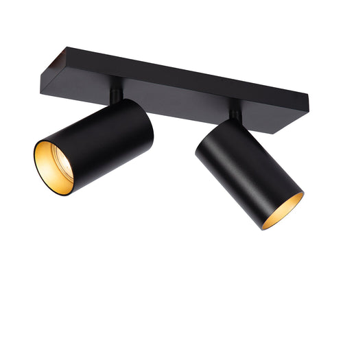 Atmooz plafondlamp Era 2 - zwart - goud binnenin - 28 x 13 x H 12 cm - GU10
