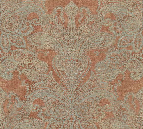 Livingwalls behang ornamenten oranje, turquoise en grijs - 53 cm x 10.05 m - AS-391192 - vtwonen shop