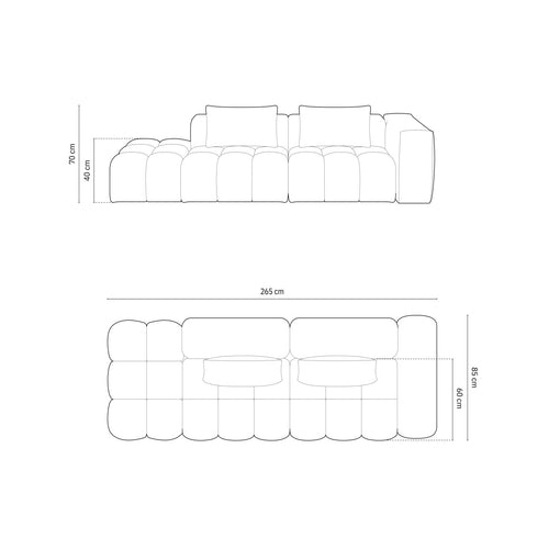 Cosmopolitan Design - Rechte modulaire bank Verona 4-zits, structurele stof grijs - 85x265x70cm