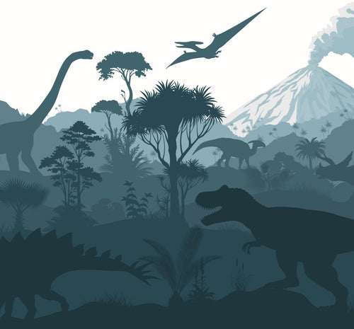 ESTAhome fotobehang dinosaurussen donkerblauw - 300 x 279 cm - 159489