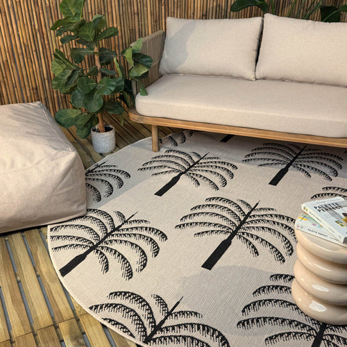 Rond buitenkleed Oase zwart/wit - Interieur05 - 240 x 240 cm