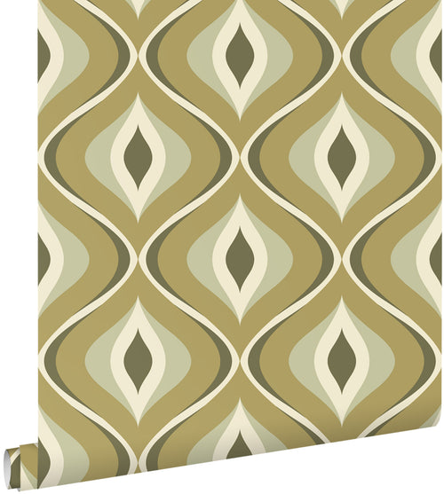 ESTAhome behang retro ornamenten vergrijsd groen - 53 cm x 10.05 m - 130987