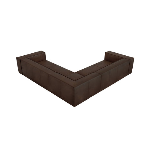 Cosmopolitan Design - Symmetrische hoekbank Turin 5-zits, echt leer donkerbruin - 280x280x68cm