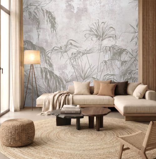 Sanders & Sanders fotobehang jungle bladeren grijs - 375 x 270 cm - 601428