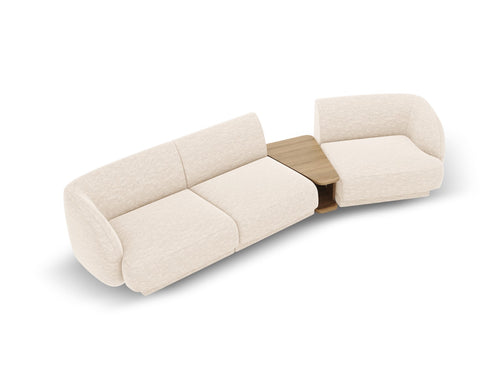 Micadoni Rechte modulaire bank Miley 3-zits, chenille, lichtbeige - 126x303x70cm