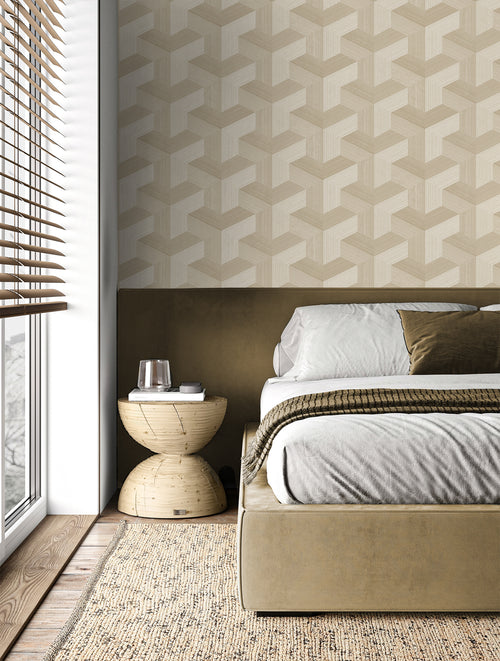 Origin Wallcoverings behang grafisch 3D motief beige - 53 cm x 10.05 m - 347949