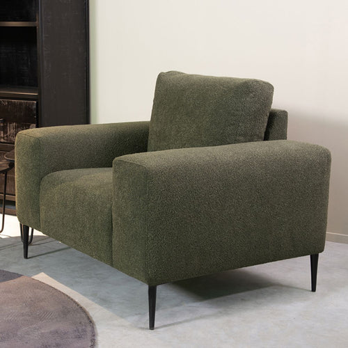 LABEL51 Fauteuil Ferraro - Donkergroen Bouclé - 112x88x85cm