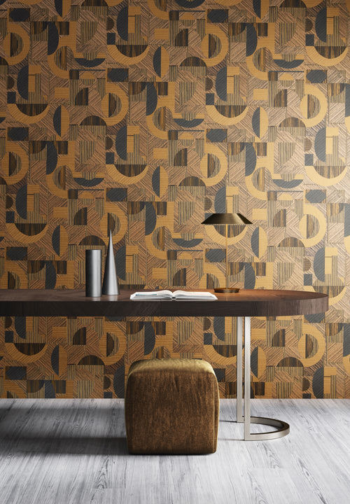Masureel behang geometrische vormen geel - 53 cm x 10.05 m - 630696 - vtwonen shop