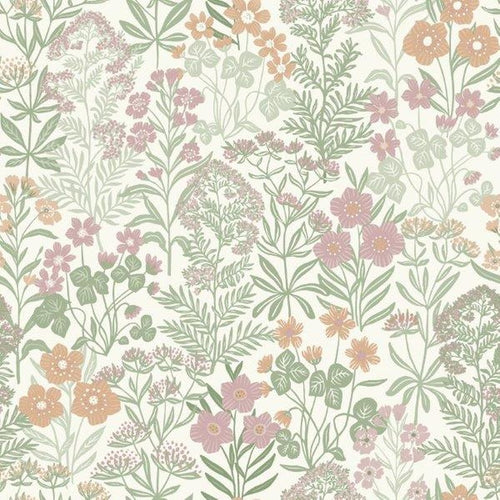 Borastapeter behang veldbloemen roze en groen - 53 cm x 10.05 m - 660352 - vtwonen shop